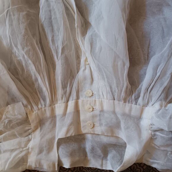Vintage Baby Dress 1950's Sheer White Ruffled Shell Buttons & Delicate Design - Picture 3 of 10